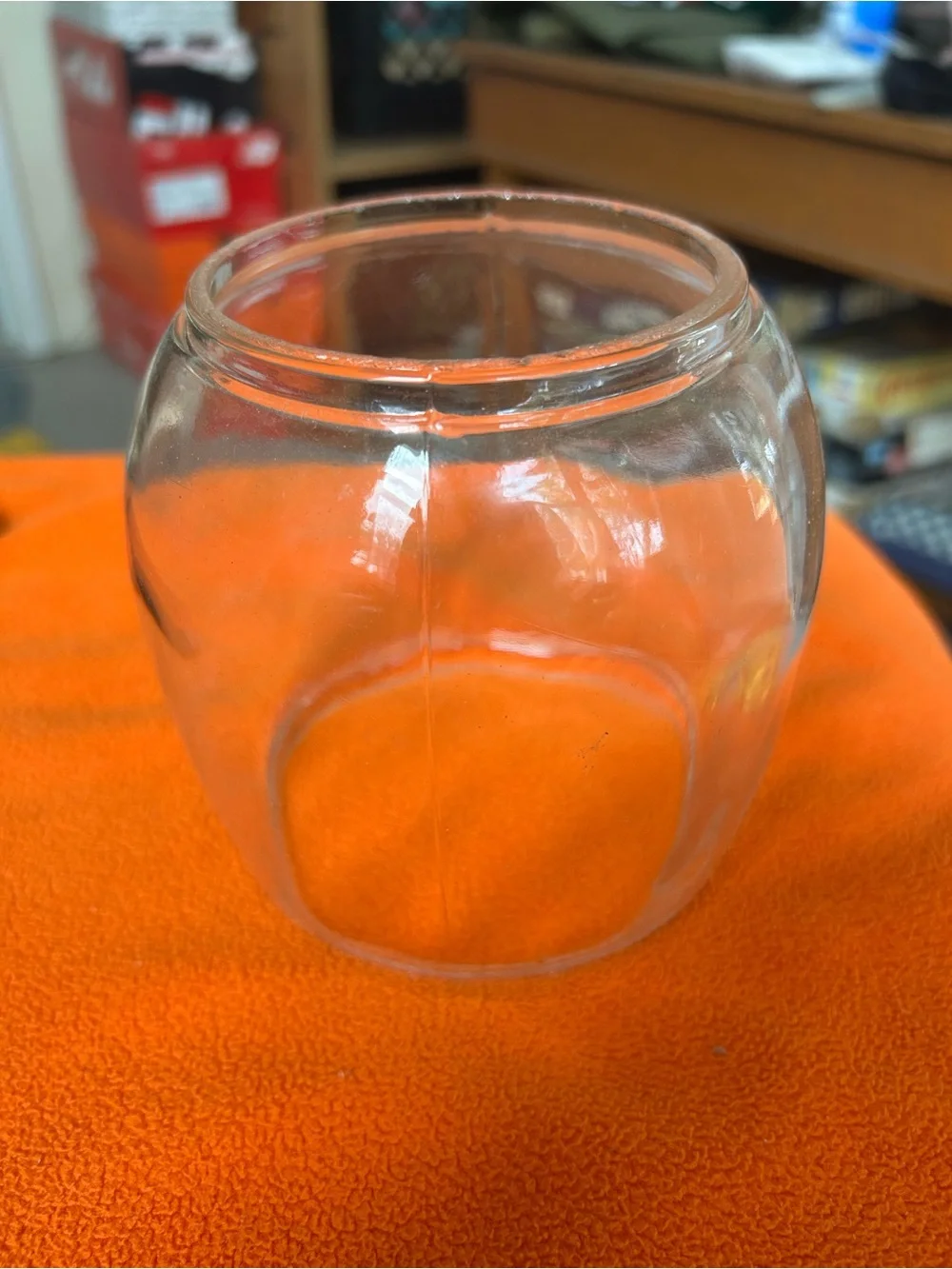 Vintage clear glass globe, replacement part for a kerosene lantern.